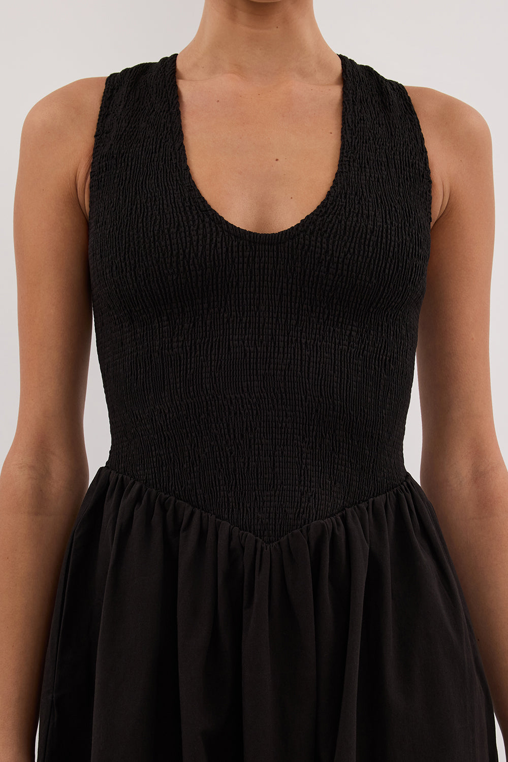 FLORENCE BLACK SLEEVELESS COTTON MIDI DRESS