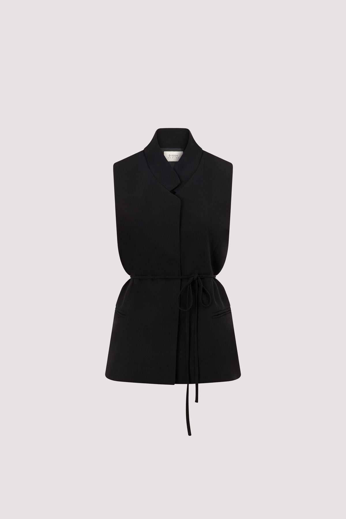 VIDA BLACK STAND COLLAR VEST TOP
