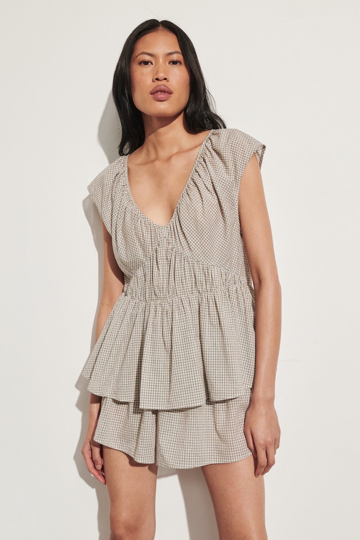 ARABELLA CREAM CHECK TOP