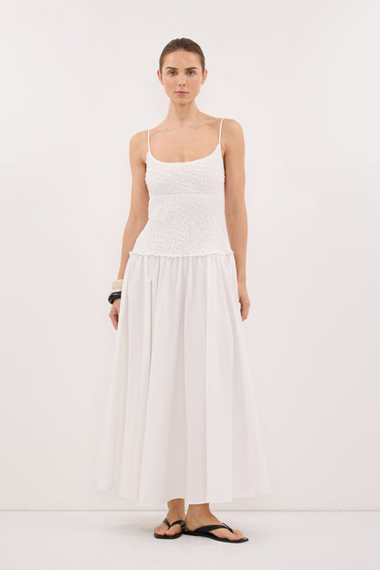 IZAIAH WHITE COTTON MIDI DRESS