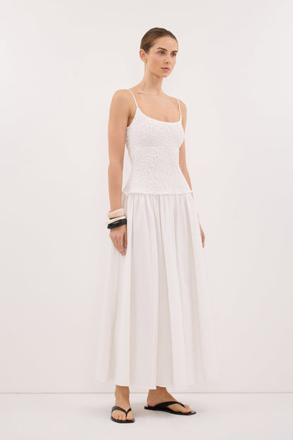 IZAIAH WHITE COTTON MIDI DRESS