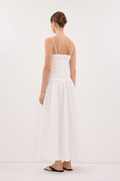 IZAIAH WHITE COTTON MIDI DRESS