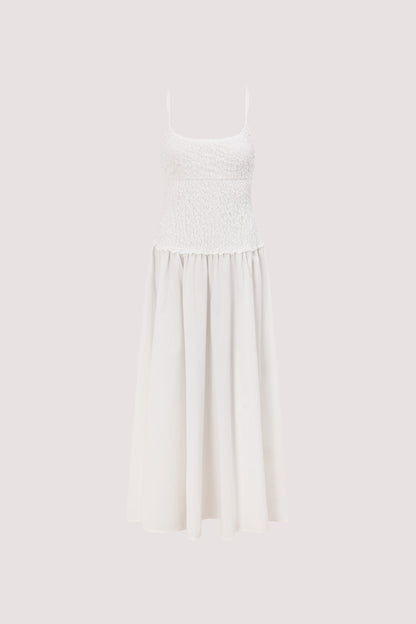 IZAIAH WHITE COTTON MIDI DRESS