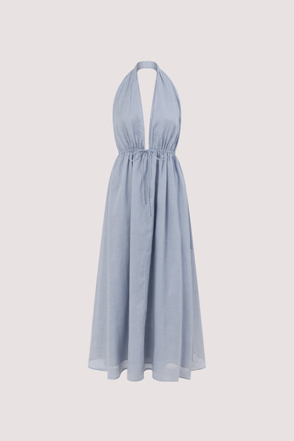 SAMMI DUSTY BLUE RAMIE MIDI DRESS