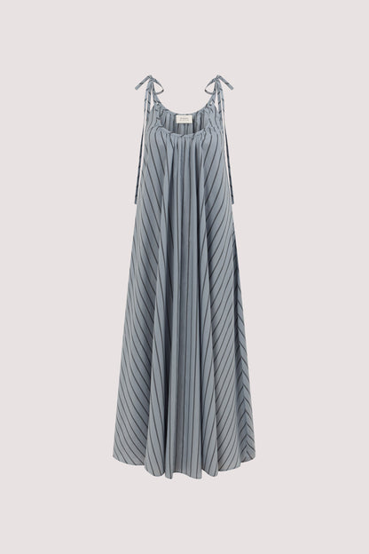 FABLE DUSTY BLUE STRIPE MIDI DRESS