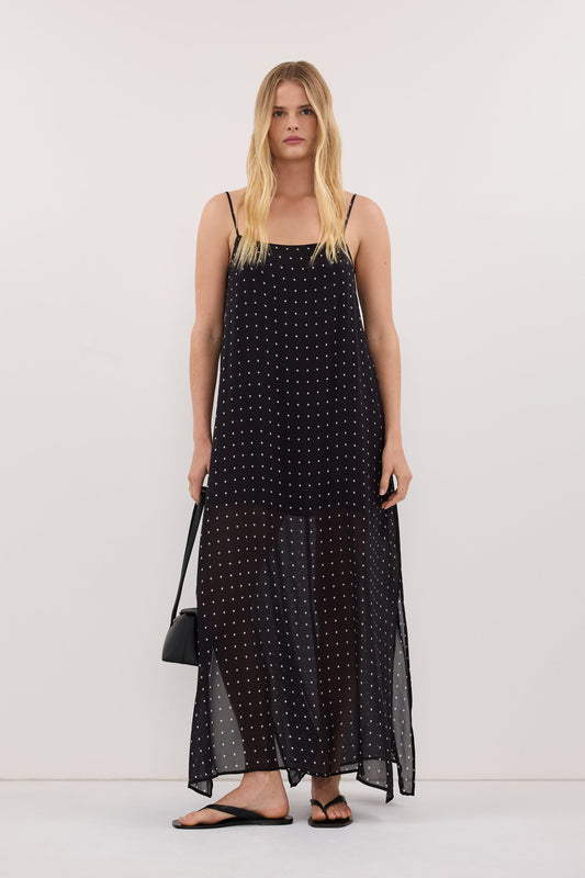 VANESSA BLACK SLEEVELESS MIDI DRESS