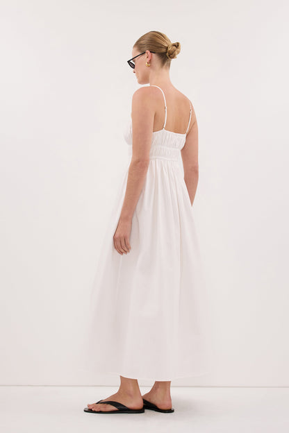 ZAHARA WHITE COTTON MIDI DRESS