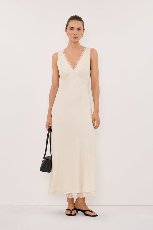 ANDREA SANDSTONE CUPRO MIDI DRESS