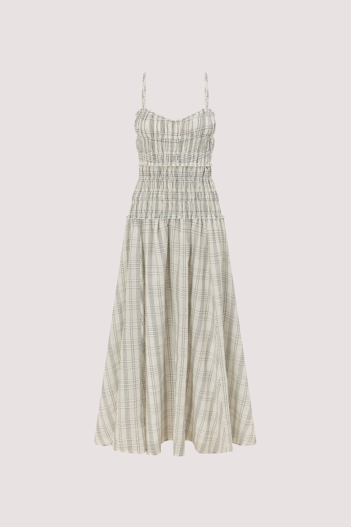 PETRA OFF WHITE CHECK MIDI DRESS