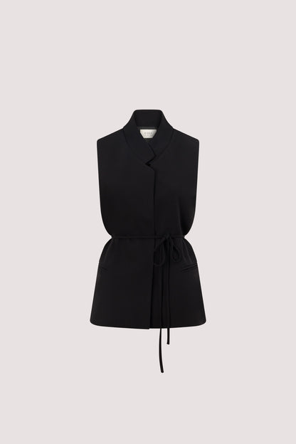 VIDA BLACK STAND COLLAR VEST TOP