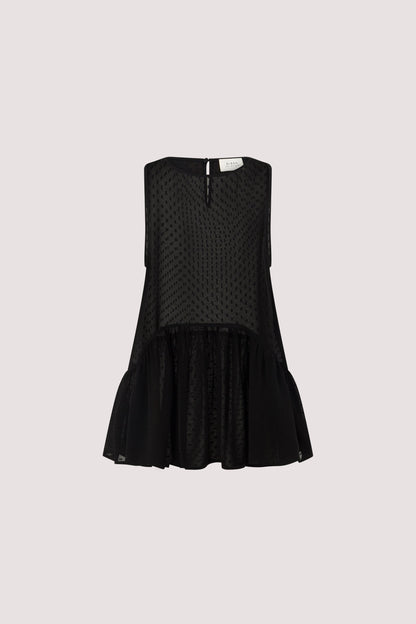 SALINA BLACK DOT DROP WAIST TOP