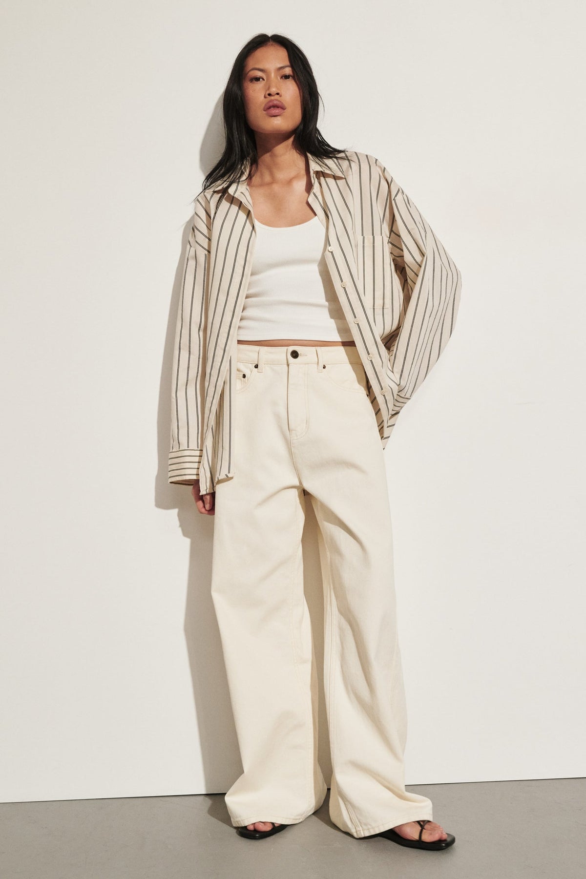 DREW CREAM WIDE LEG DENIM JEAN