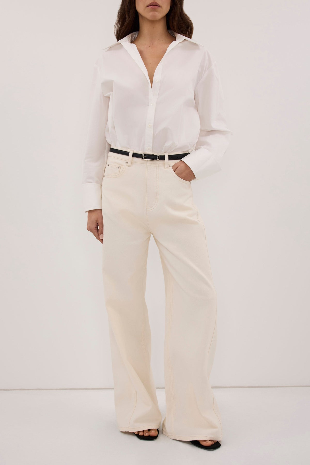 DREW CREAM WIDE LEG DENIM JEAN