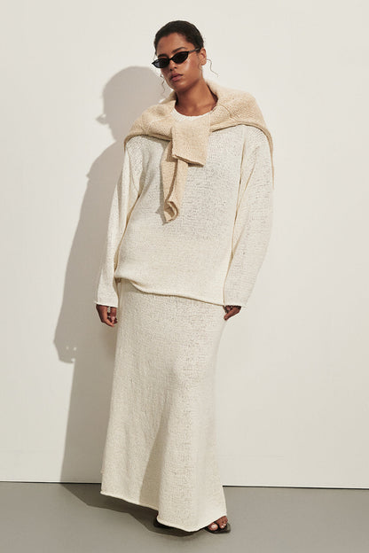 MIREYA OFF WHITE TEXTURED KNIT JUMPER