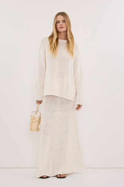 MIREYA OFF WHITE TEXTURED KNIT JUMPER