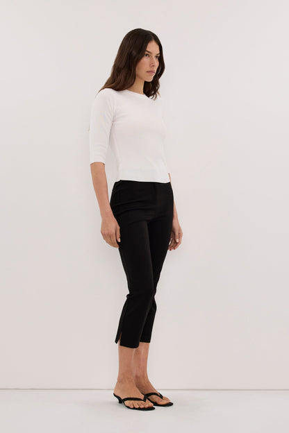 SILVIA WHITE 3/4 SLEEVE KNIT TEE