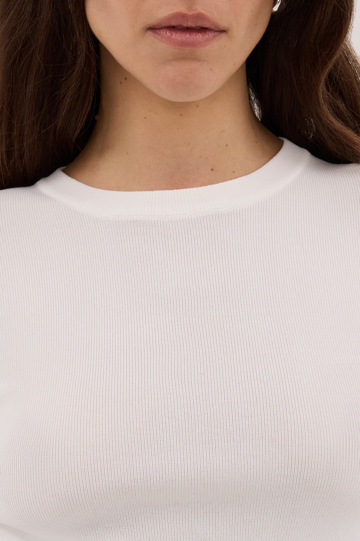 SILVIA WHITE 3/4 SLEEVE KNIT TEE